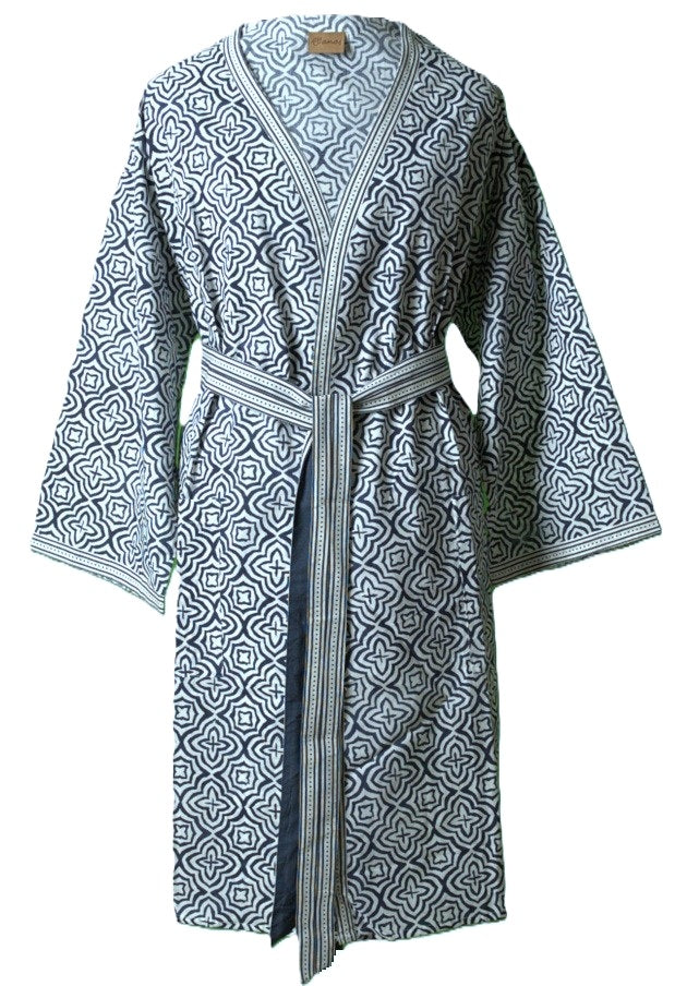 VANAM Handgefertigter Kimono aus Bio-Baumwolle – One Size, Traditioneller Handblockdruck
