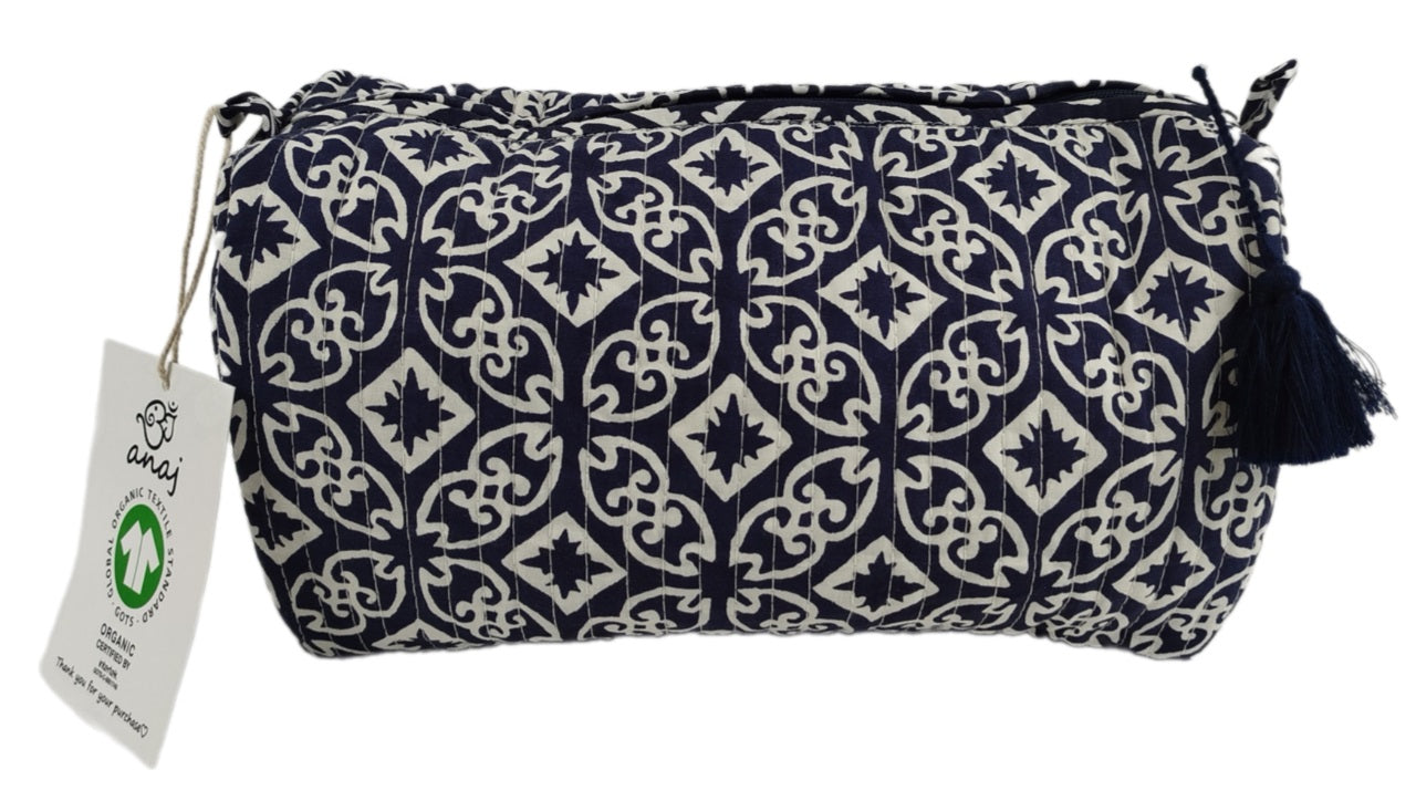 KADAL Handgefertigte Toilettentasche aus GOTS-zertifizierter Bio-Baumwolle – Large (30x20 cm), Wasserdicht