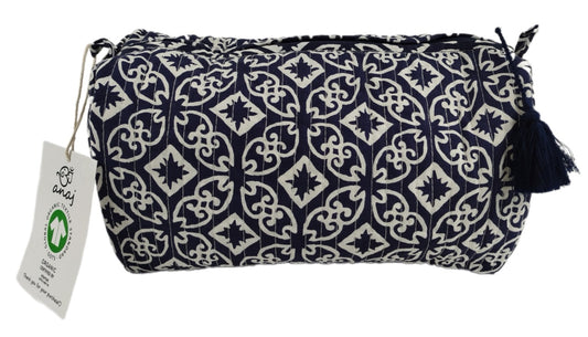 KADAL Handgefertigte Toilettentasche aus GOTS-zertifizierter Bio-Baumwolle – Large (30x20 cm), Wasserdicht