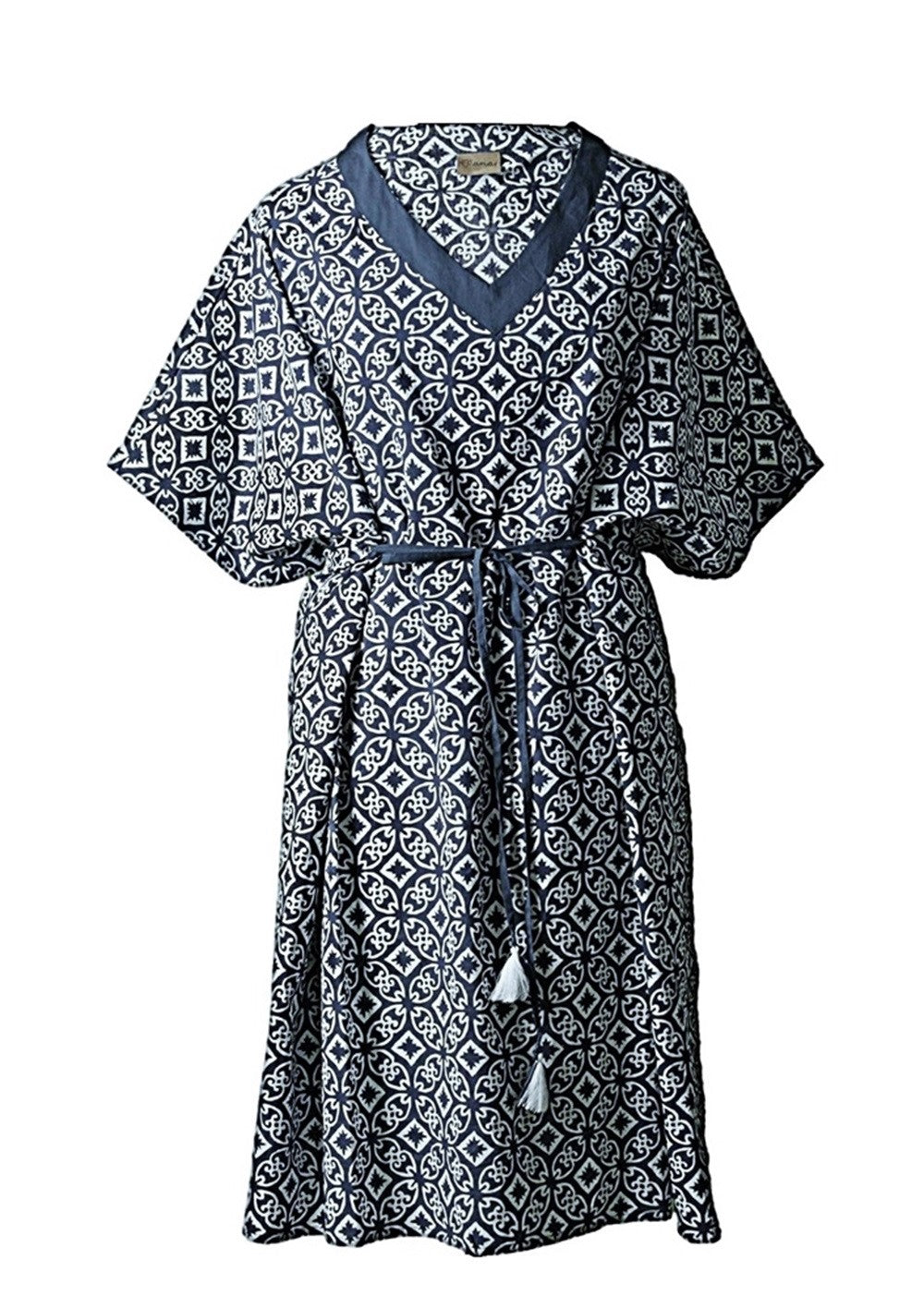 KADAL Handgefertigter Kaftan aus GOTS-zertifizierter Bio-Baumwolle – One Size, Traditioneller Handblockdruck