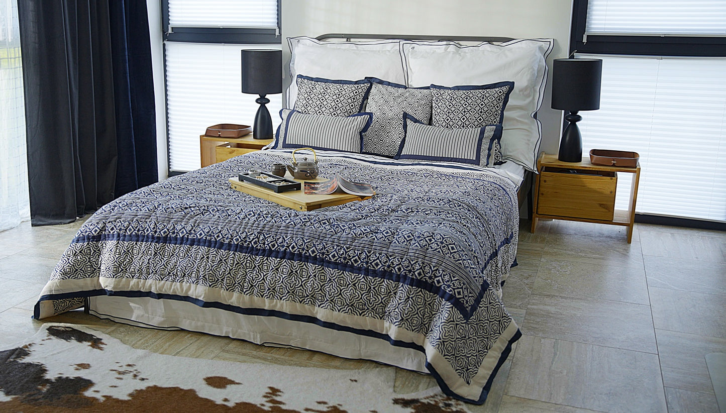 KADAL Handgefertigter Quilt aus GOTS-zertifizierter Bio-Baumwolle – 160x220 cm, Doppelseitig