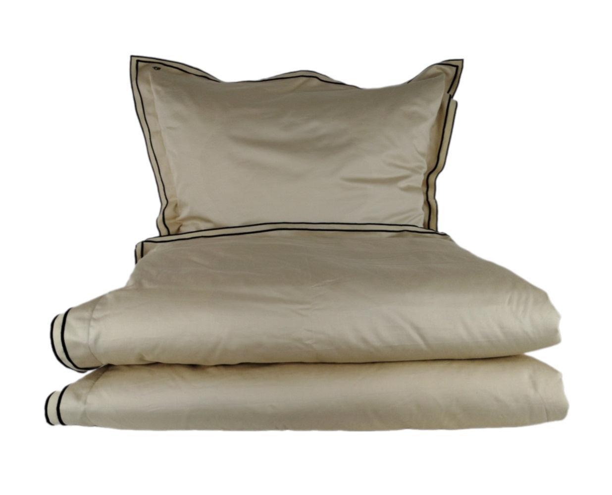 MEGAM Bettbezug-Set mit schwarzer Stickerei auf beigem Stoff (140x200 cm)