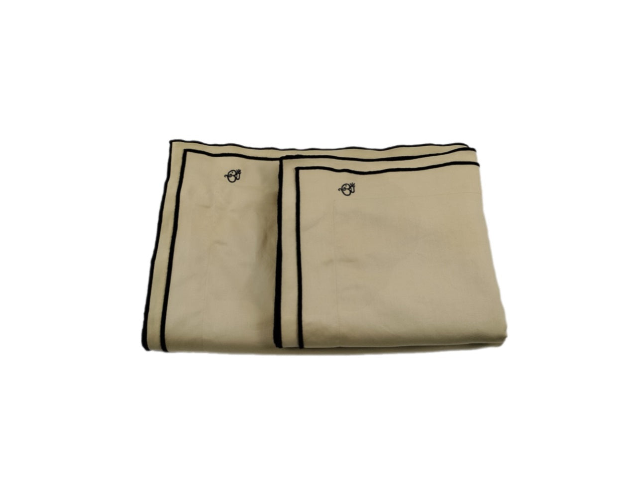 MEGAM Bettbezug-Set mit schwarzer Stickerei auf beigem Stoff (140x200 cm)