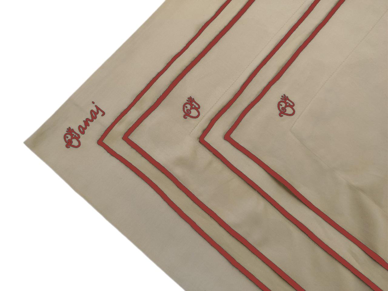 MEGAM Bettbezug-Set mit roter Stickerei auf beigem Stoff (140x200 cm)