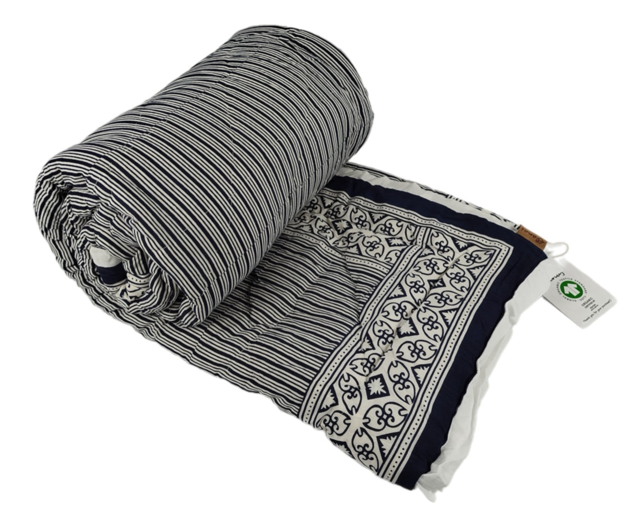 VANAM Handgefertigter Quilt aus Bio-Baumwolle – 160x220 cm, Doppelseitig, Vielseitig