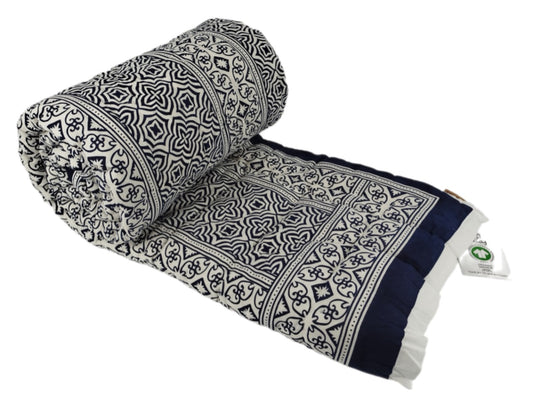 VANAM Handgefertigter Quilt aus Bio-Baumwolle – 160x220 cm, Doppelseitig, Vielseitig