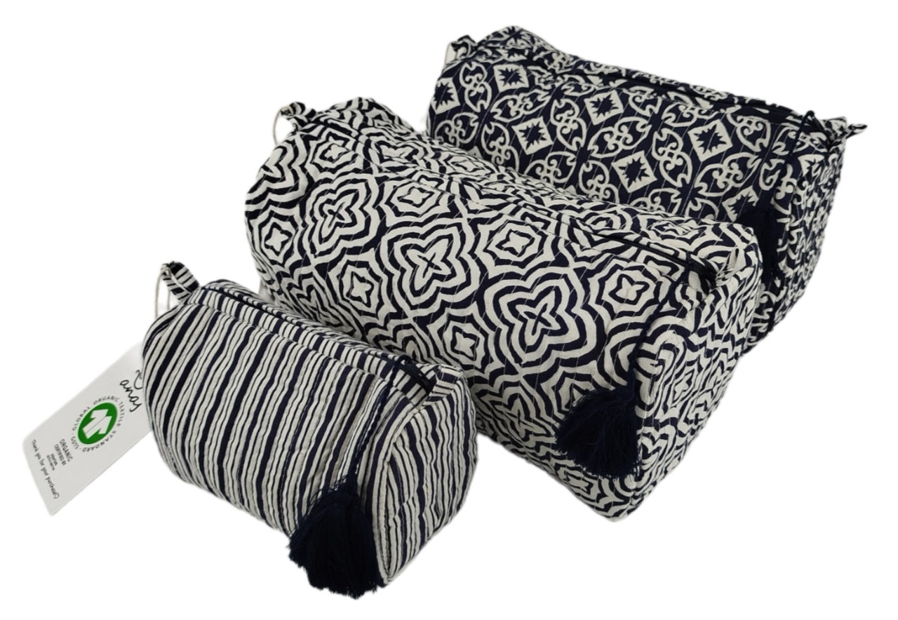 VANAM Handgefertigte Große Toilettentasche aus Bio-Baumwolle – 30x20 cm, Wasserdicht