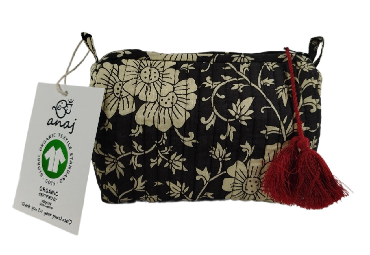 YANAI Handgefertigte Toilettentasche aus GOTS-zertifizierter Bio-Baumwolle – Small (20x15 cm), Wasserdicht