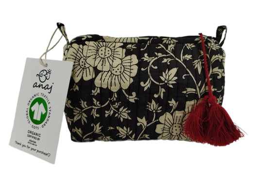 YANAI Handgefertigte Toilettentasche aus GOTS-zertifizierter Bio-Baumwolle – Small (20x15 cm), Wasserdicht