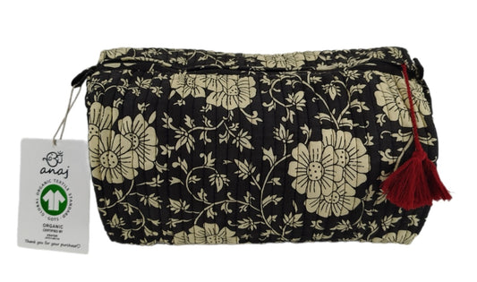 YANAI Handgefertigte Toilettentasche aus GOTS-zertifizierter Bio-Baumwolle – Large (30x20 cm), Wasserdicht