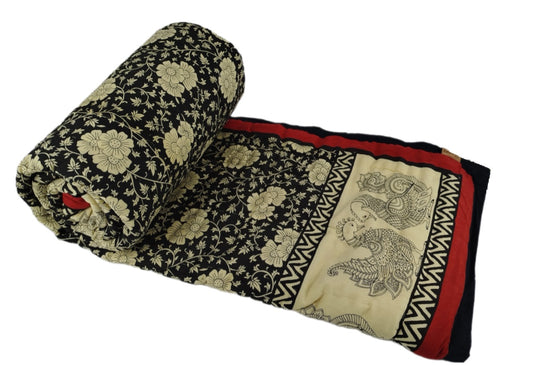 YANAI Handgefertigter Quilt aus GOTS-zertifizierter Bio-Baumwolle – 160x220 cm, Doppelseitig