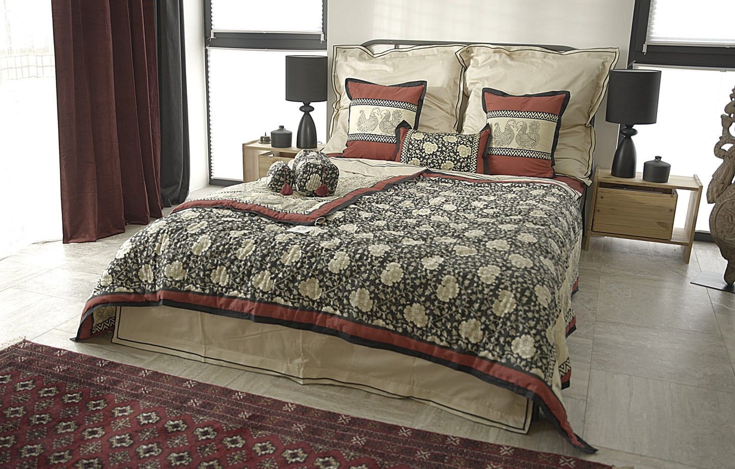 YANAI Handgefertigter Quilt aus GOTS-zertifizierter Bio-Baumwolle – 160x220 cm, Doppelseitig