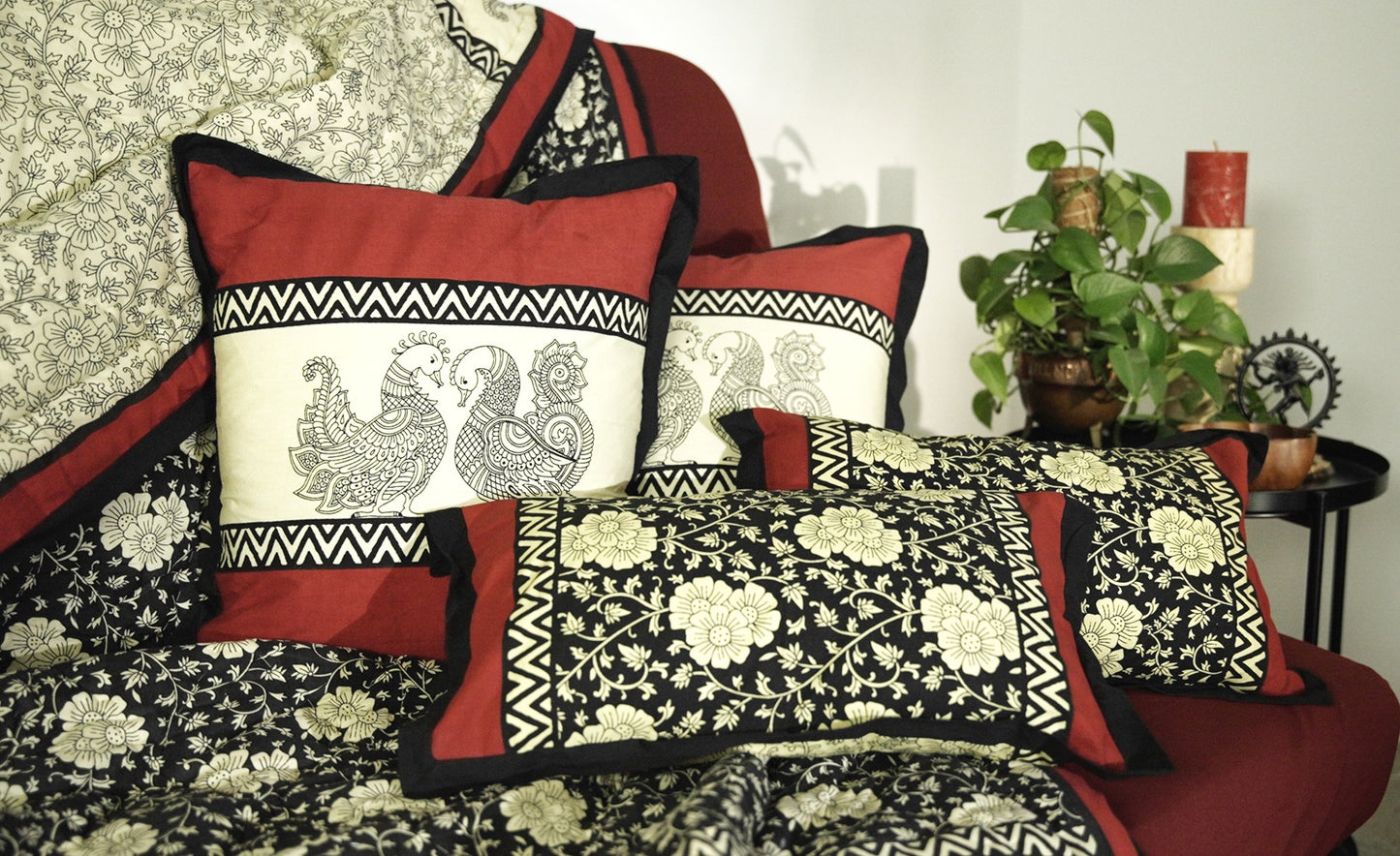 YANAI Handgefertigter Quilt aus GOTS-zertifizierter Bio-Baumwolle – 160x220 cm, Doppelseitig