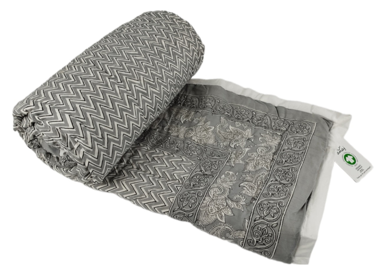 YELI Handgefertigter Quilt (160x220 cm) – Doppelseitig, GOTS-zertifiziert